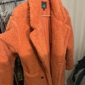 Orange long teddy jacket